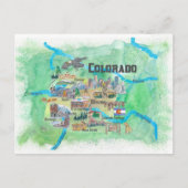 Amerikaanse Colorado State Travel Poster Illustrat Briefkaart (Voorkant)