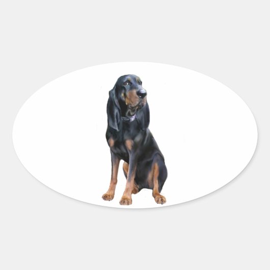 Amerikaanse Coon Hound - Zwart en Lichtbruin Ovale Sticker (Voorkant)