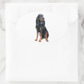 Amerikaanse Coon Hound - Zwart en Lichtbruin Ovale Sticker (Tas)