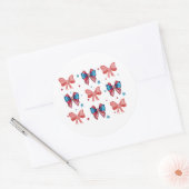 Amerikaanse Coquette Bogen, Rood Wit Blauw Patriot Ronde Sticker (Envelop)