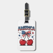 Amerikaanse Coquette Bow Cherry Esthetische Vlag v Bagagelabel (Voorkant verticaal)