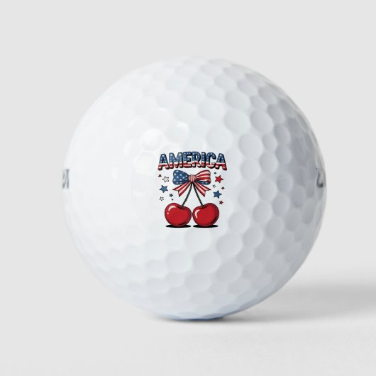 Amerikaanse Coquette Bow Cherry Esthetische Vlag v Golfballen (Voorkant)