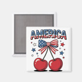 Amerikaanse Coquette Bow Cherry Esthetische Vlag v Magneet (Voorkant / Achterkant)