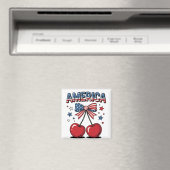Amerikaanse Coquette Bow Cherry Esthetische Vlag v Magneet (Insitu (Vaatwasser))