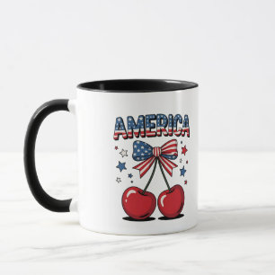Amerikaanse Coquette Bow Cherry Esthetische Vlag v Mok