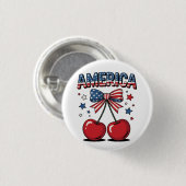 Amerikaanse Coquette Bow Cherry Esthetische Vlag v Ronde Button 3,2 Cm (Voorkant /achterkant)