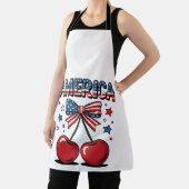 Amerikaanse Coquette Bow Cherry Esthetische Vlag v Schort (Insitu)