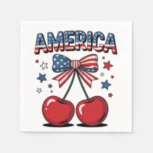 Amerikaanse Coquette Bow Cherry Esthetische Vlag v Servet