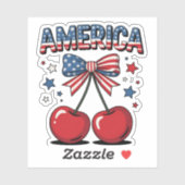 Amerikaanse Coquette Bow Cherry Esthetische Vlag v Sticker (Vel)