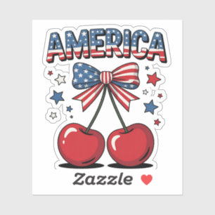 Amerikaanse Coquette Bow Cherry Esthetische Vlag v Sticker