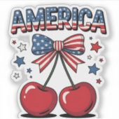 Amerikaanse Coquette Bow Cherry Esthetische Vlag v Sticker (Voorkant)