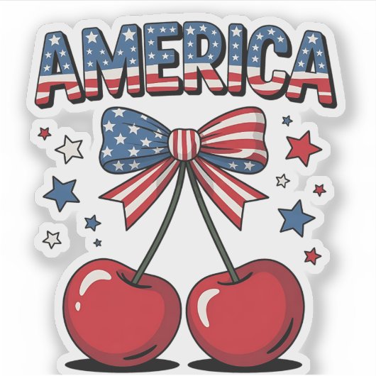 Amerikaanse Coquette Bow Cherry Esthetische Vlag v Sticker (Voorkant)