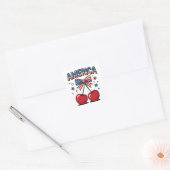 Amerikaanse Coquette Bow Cherry Esthetische Vlag v Vierkante Sticker (Envelop)