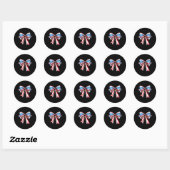 Amerikaanse Coquette Bow Patriottische Vlag VS Hap Ronde Sticker (Vel)