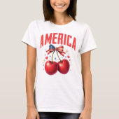 Amerikaanse Coquette Cherry Bow Patriotic USA T-sh T-shirt (Voorkant)
