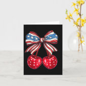 Amerikaanse Coquette Cherry Bow Patriottische Vlag Kaart (Gele Bloem)
