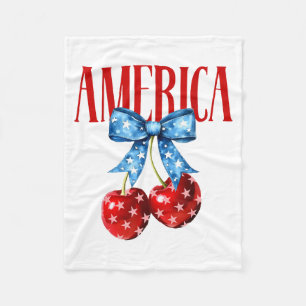 Amerikaanse Coquette Kersenslus Patriotische Usa V Fleece Deken