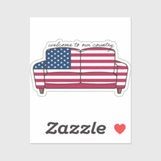 Amerikaanse Couch sticket 2x2 Sticker