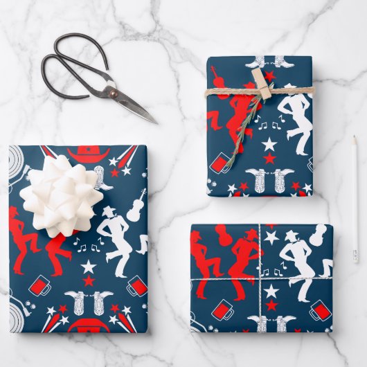 Amerikaanse Country Music Line Dancing Inpakpapier Vel (Voorkant)
