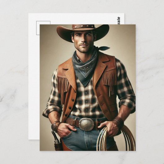Amerikaanse Cowboy Briefkaart (Voorkant / Achterkant)