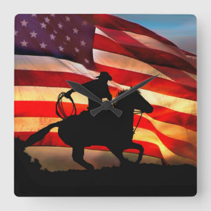 Amerikaanse Cowboy Clock Vierkante Klok