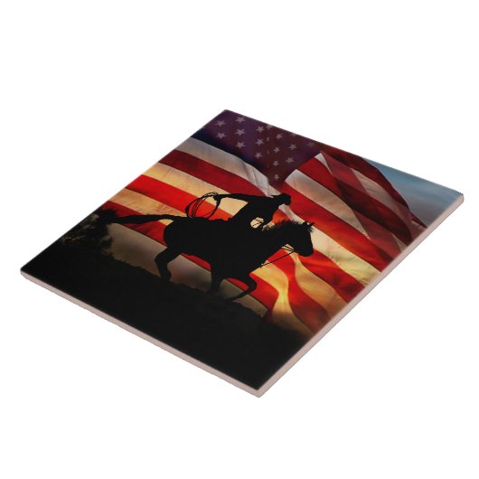 Amerikaanse Cowboy Country Western Horse Tegeltje (Zijkant)