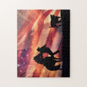 Amerikaanse cowboy- en paardenracing legpuzzel (Verticaal)