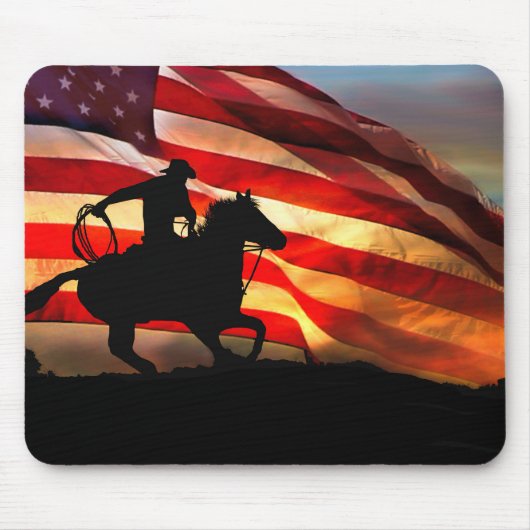 Amerikaanse Cowboy en vlag Muismat (Voorkant)