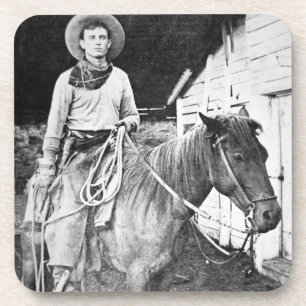 Amerikaanse cowboy in Kansas, c.1880 (foto) Bier Onderzetter