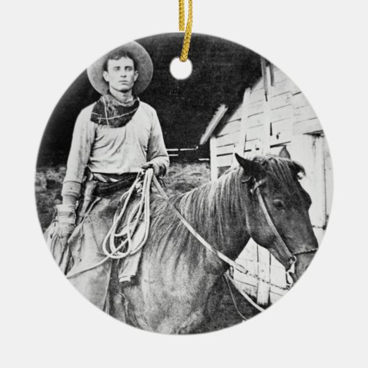 Amerikaanse cowboy in Kansas, c.1880 (foto) Keramisch Ornament (Voorkant)