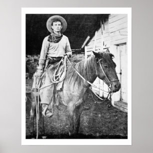 Amerikaanse cowboy in Kansas, c.1880 (foto) Poster