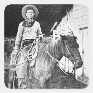 Amerikaanse cowboy in Kansas, c.1880 (foto) Vierkante Sticker