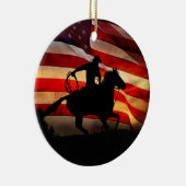 Amerikaanse Cowboy Land Westerne Kerstmis Keramisch Ornament (Rechts)