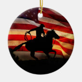 Amerikaanse Cowboy Land Westerne Kerstmis Keramisch Ornament (Voorkant)