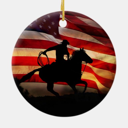 Amerikaanse Cowboy Land Westerne Kerstmis Keramisch Ornament (Achterkant)