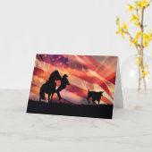 Amerikaanse cowboy met paard en steer kaart (Gele Bloem)