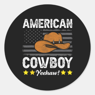 Amerikaanse Cowboy Rodeo Amerikaanse Vlag Cowboy Ronde Sticker