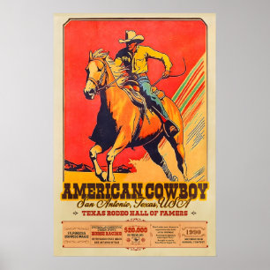 Amerikaanse Cowboy Rodeo Poster Texas Hall of Fame