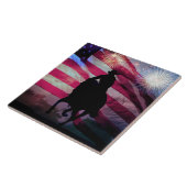 Amerikaanse Cowboy-vlag en vuurwerk Tegeltje (Zijkant)