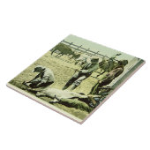 Amerikaanse cowboys branding a calf, c.1900 (foto) tegeltje (Zijkant)