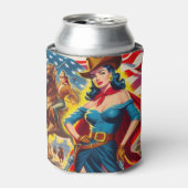 Amerikaanse Cowgirl Pin-up Blikjeskoeler (Blikje Voorkant)