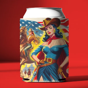 Amerikaanse Cowgirl Pin-up Blikjeskoeler