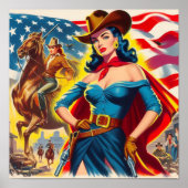 Amerikaanse Cowgirl Pin-up Poster (Voorkant)