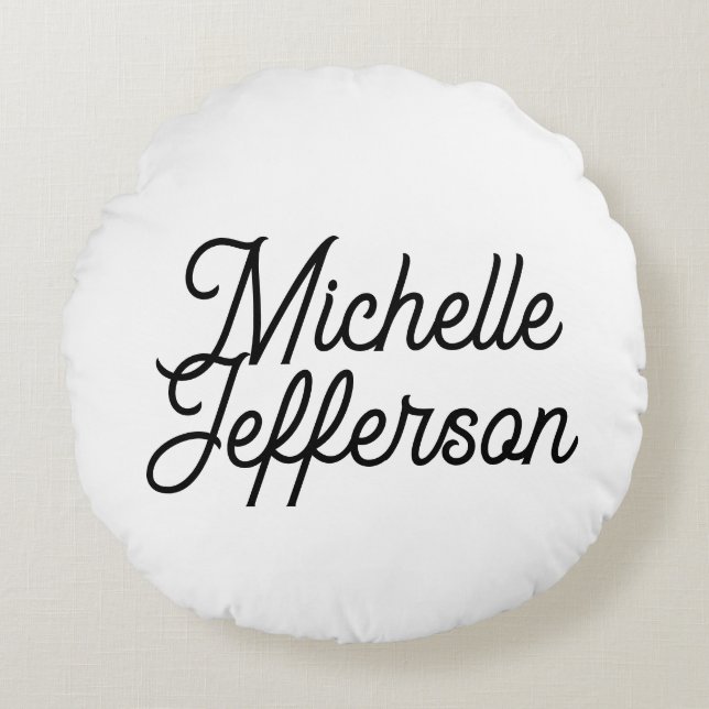 Amerikaanse creatieve trendy witte zwarte kalligra rond kussen (Voorkant)