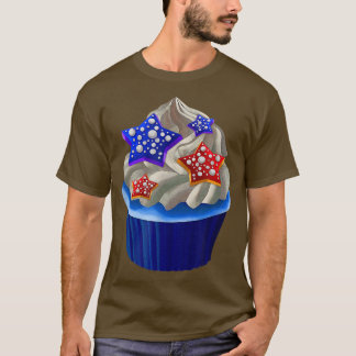 Amerikaanse Cupcake Lover USA Vlag op 4 juli T-shirt