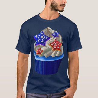 Amerikaanse Cupcake Lover USA Vlag op 4 juli T-shirt