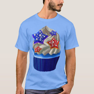 Amerikaanse Cupcake Lover USA Vlag op 4 juli T-shirt