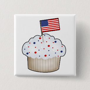 Amerikaanse cupcake vierkante button 5,1 cm