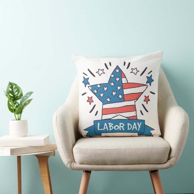 Amerikaanse Dag van de Arbeid Creatieve Illustrati Kussen (Stoel)