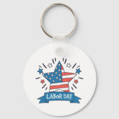 Amerikaanse Dag van de Arbeid Creatieve Illustrati Sleutelhanger (Voorkant)
